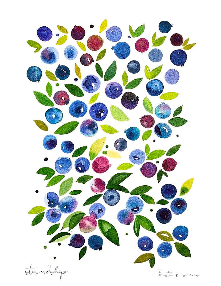 Blueberries · Recycled Cards 5pack · Kristin Simmons Heritage Seaweed
