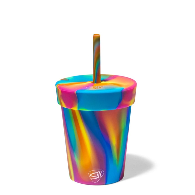 Kid Friendly Silicone Half-Pint Cup · 8oz · With Lid & Straw