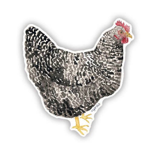 Barred Rock Chicken Vinyl Sticker · Yardia