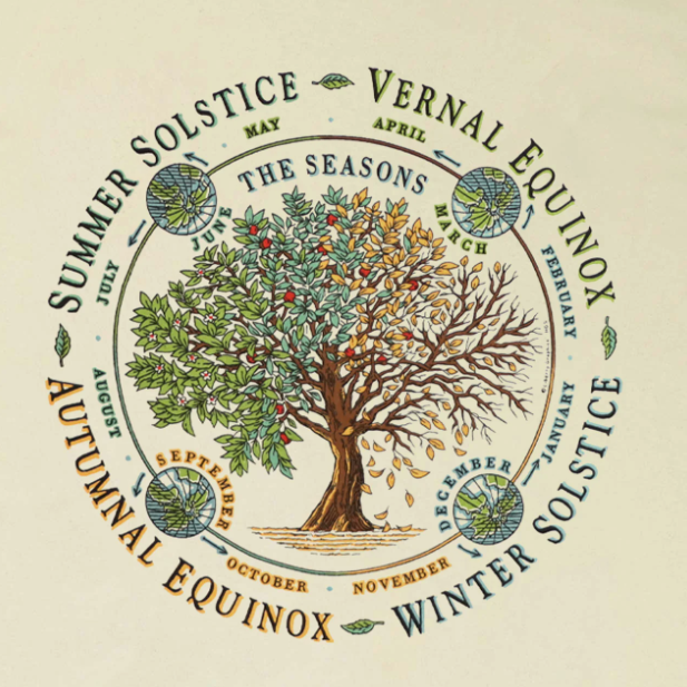 The Seasons Adult T-Shirt in Natural · Liberty Graphics