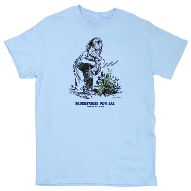 Blueberries for Sal – Kuplink! Adult T-Shirt in Light Blue · Liberty Graphics