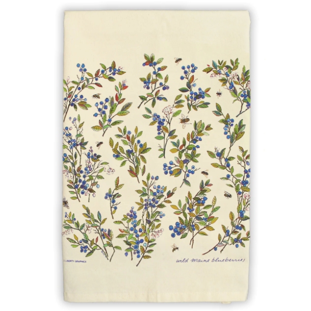 Wild Maine Blueberries Natural Tea Towel · Liberty Graphics