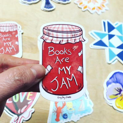 Books Are My Jam Sticker · Gray Day Studio