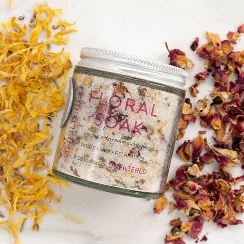 Lux Floral + Salt Bath Soak · by Unfiltered Skincare