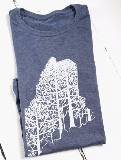 Men's Organic Maine T-Shirt - White Ink On Dark Blue-Grey
