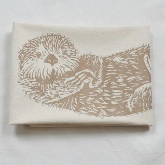 Otter Tea Towel in Mocha Brown - Organic Cotton · By Hearth and Harrow