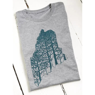 Women's Organic Maine T-Shirt in Dark Green On Grey
