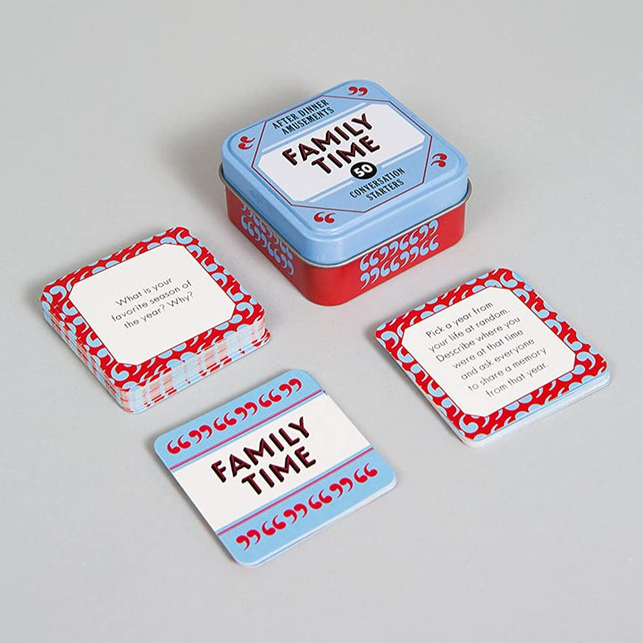 After Dinner Amusements Family Time: 50 Spunti Di Conversazione Per Famiglie – Gioco In Scatola Portatile In Lattina