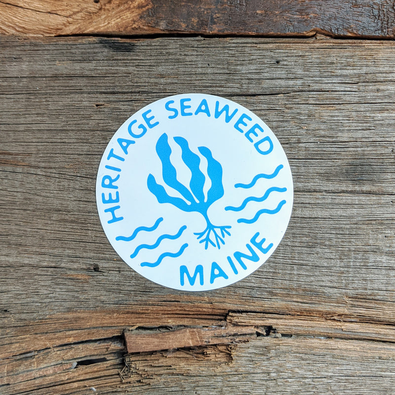 Heritage Seaweed Maine Sticker Featuring Kelp and Waves 3-Inch Diameter