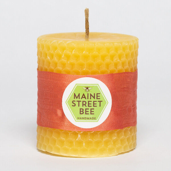 100% Beeswax Honeycomb-Pattern Candle · By Maine Street Bee