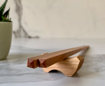 Handmade Wooden Chopsticks & Holder Set
