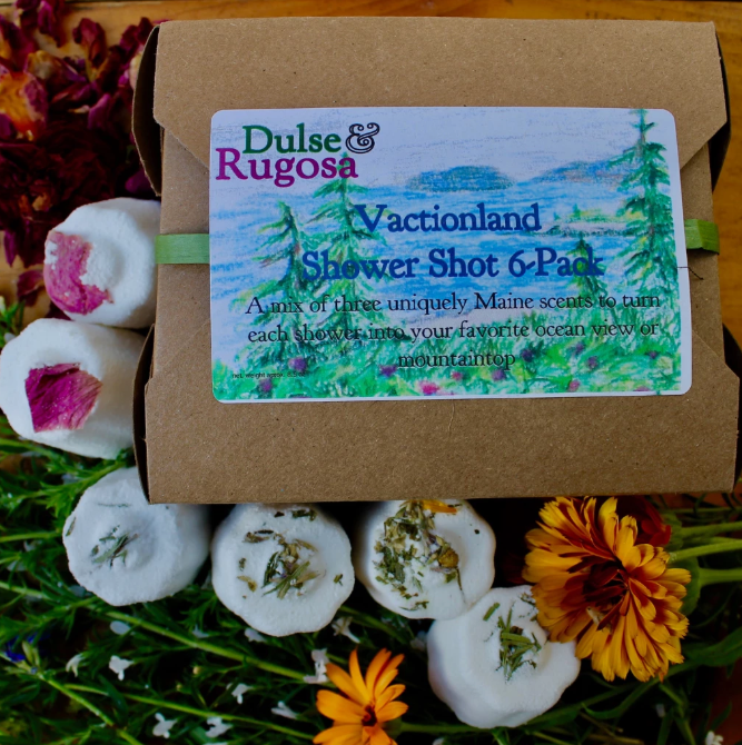 Vacationland Gift Box· 6 Aromatherapy Showers Shots · Dulse & Rugosa