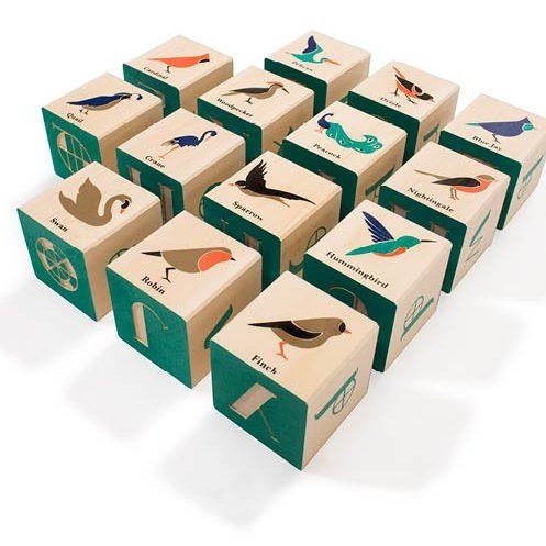 Birds wood blocks by Uncle Goose