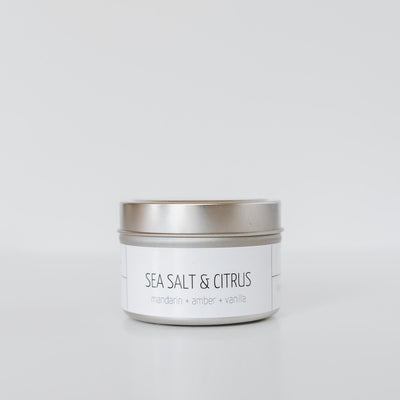 Near and Native's Sea Salt and Citrus 4 ounce travel tin candle