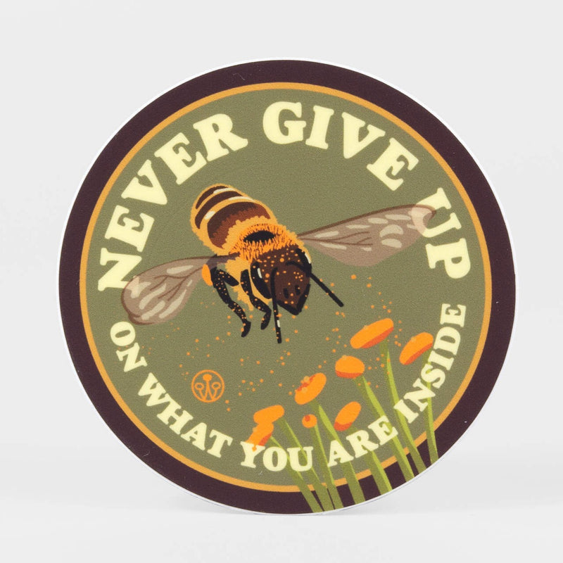 Never Give Up Bee Sticker